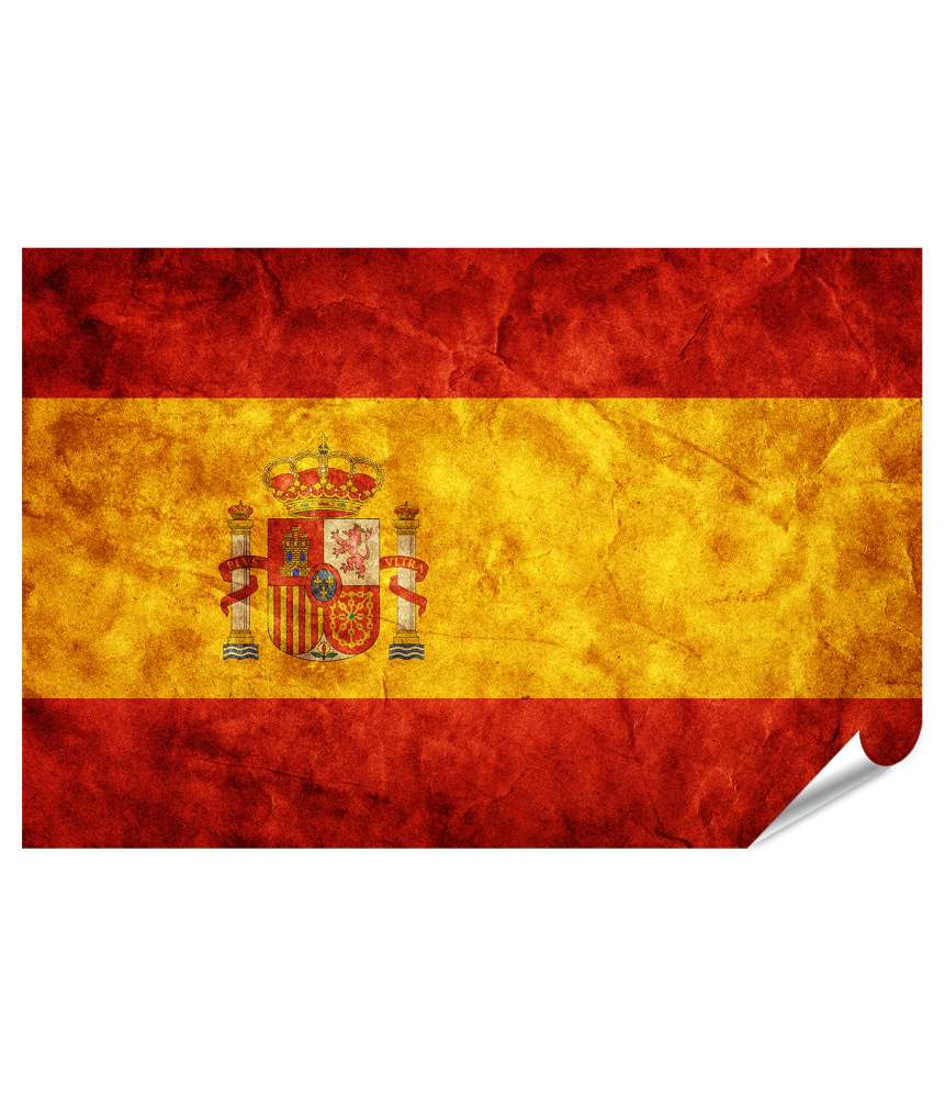 Islandburner XXL Premium Poster Retro-Stil Wandbild der spanischen Flagge im Vintage-Look