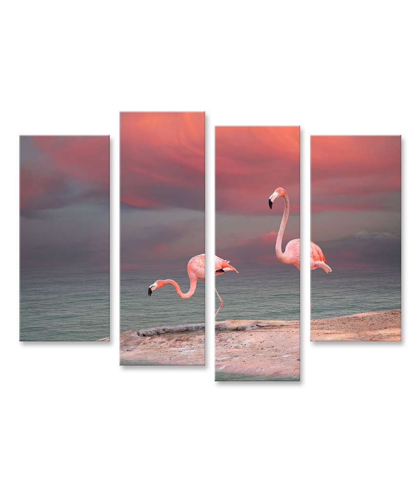 Islandburner Bild auf Leinwand Charmantes Wandbild mit rosafarbenem Flamingo, Modell 13A