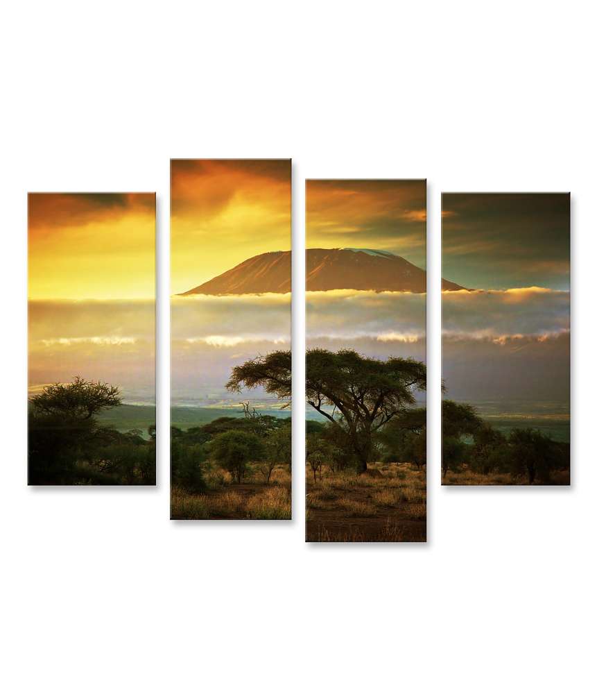 Islandburner Bild auf Leinwand Sonnenuntergang am Kilimanjaro in der Amboseli Savanne, Kenia, Afrika