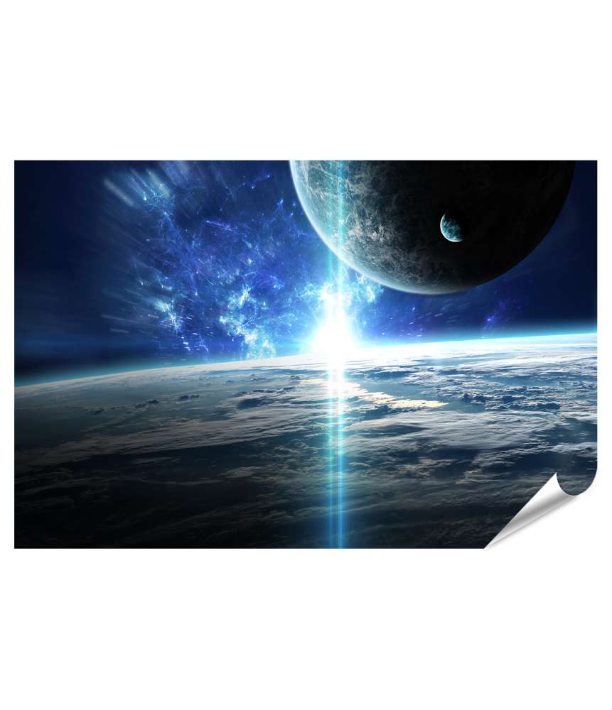 Islandburner XXL Premium Poster Weltraum-Themenwandbild mit Universum, Planeten und Galaxien für Kinderzimmer