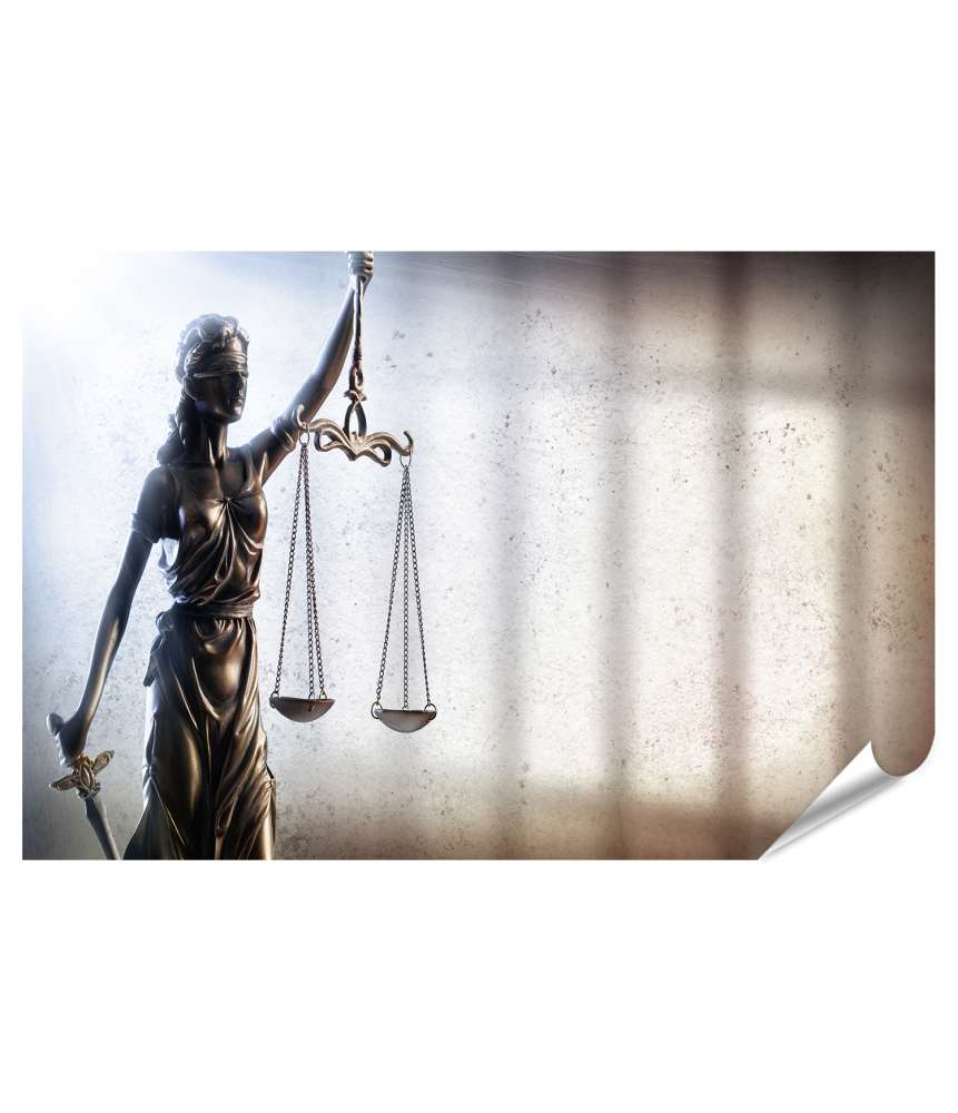 XXL Premium Poster Darstellung von Justitia, Symbol der Gerechtigkeit, in einer Anwaltskanzlei