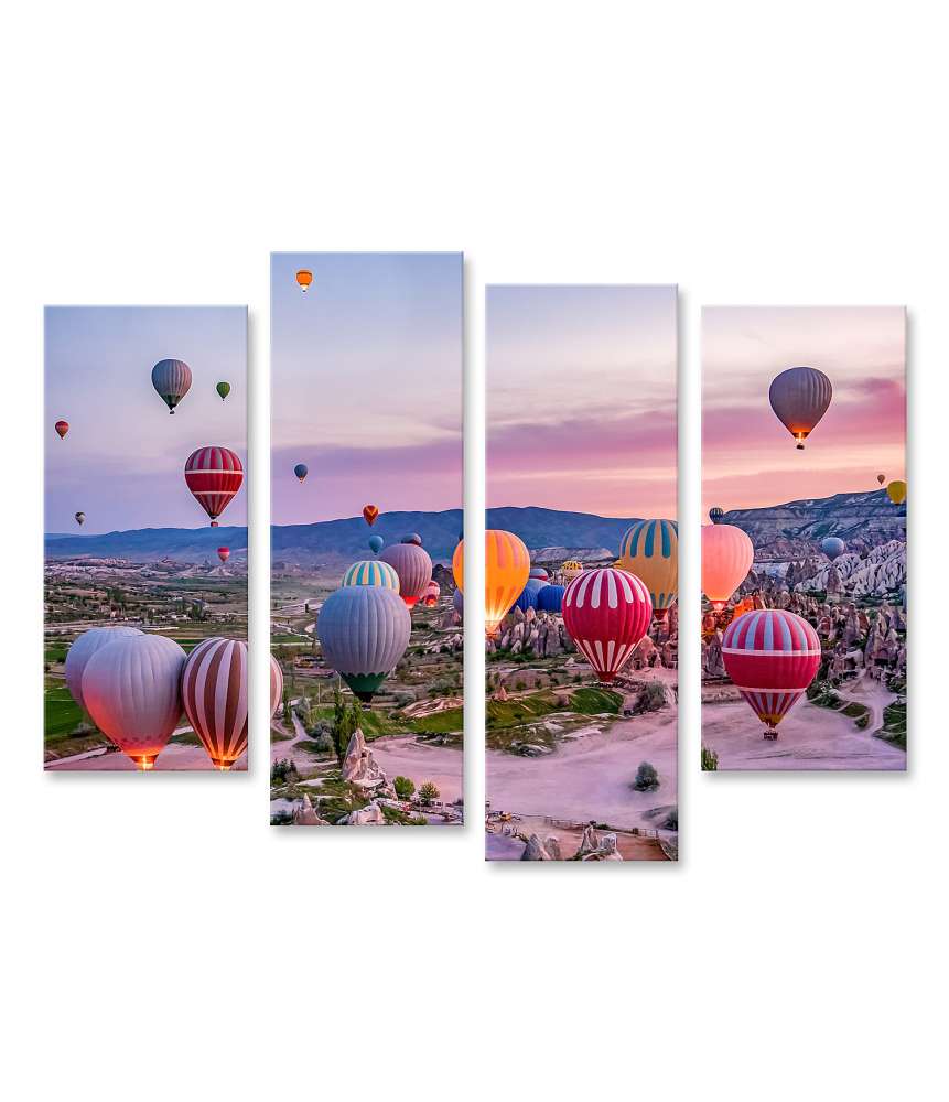 Islandburner Bild auf Leinwand Heißluftballons starten bunt im Nationalpark Goreme, Kappadokien, Türkei