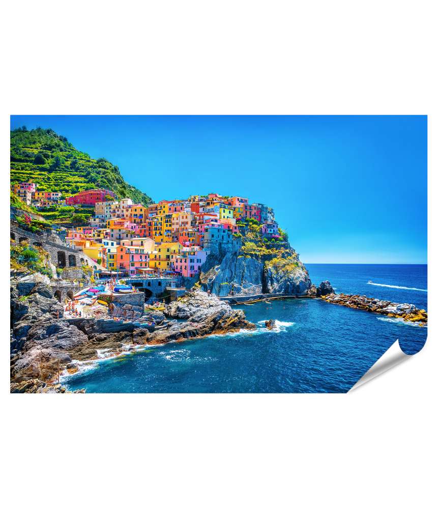 Islandburner XXL Premium Poster Traditionelle italienische Küstenstadt Cinque Terre als Wandbild