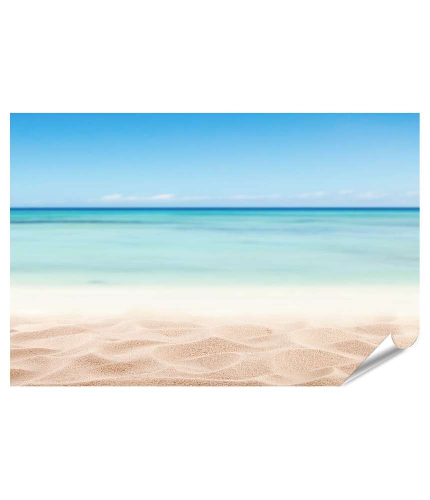 Islandburner XXL Premium Poster Entspannendes Wandbild mit Sandstrand und Meerblick für Urlaubsflair