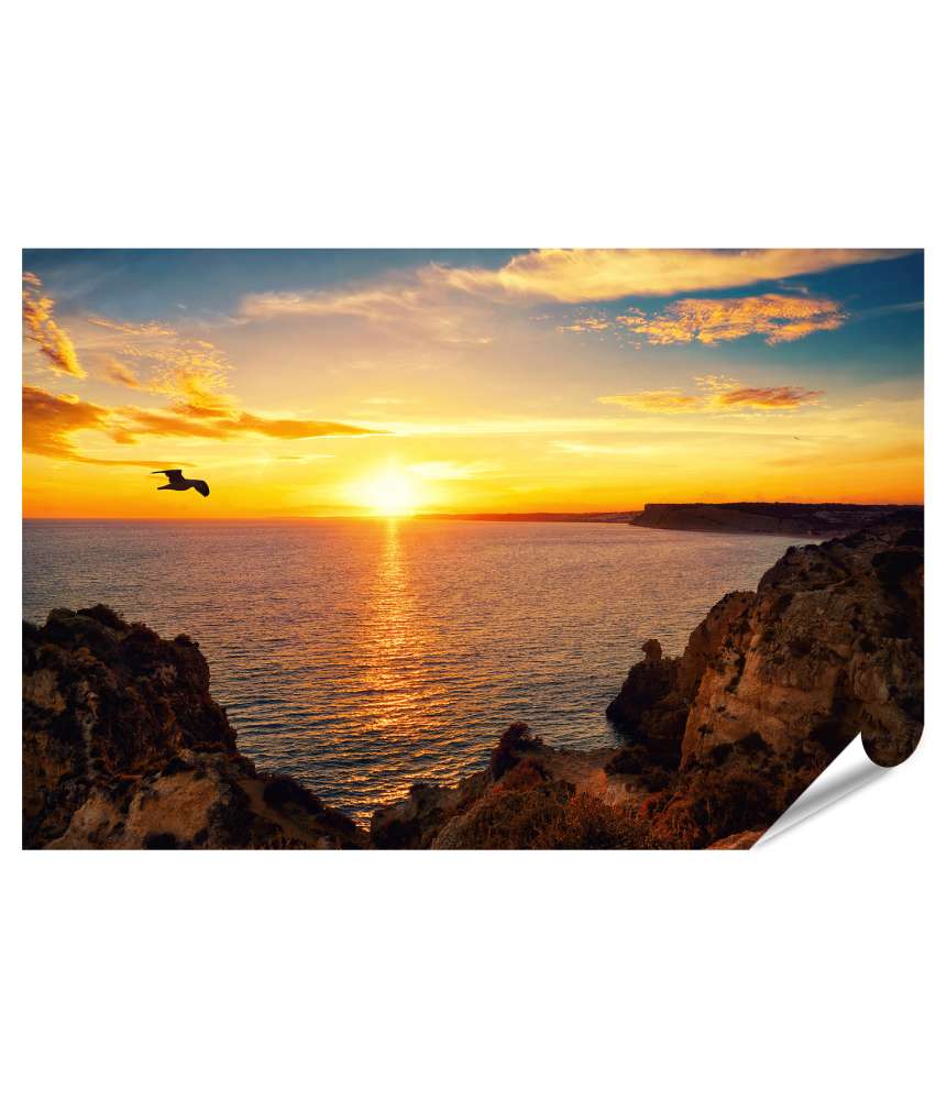 Islandburner XXL Premium Poster Idyllische Ozeanlandschaft mit ruhigem Sonnenuntergang und reflektierendem Licht