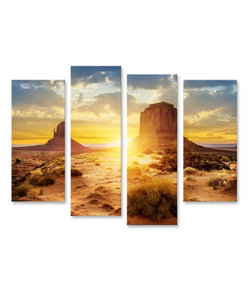 Islandburner Bild auf Leinwand Schwestern beobachten Sonnenuntergang im Monument Valley, USA