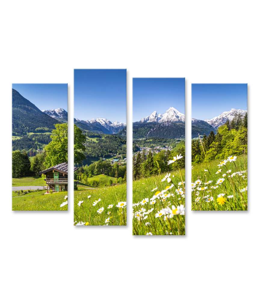 Islandburner Bild auf Leinwand Idyllisches Wandbild der Bayerischen Alpen in Berchtesgaden, Deutschland