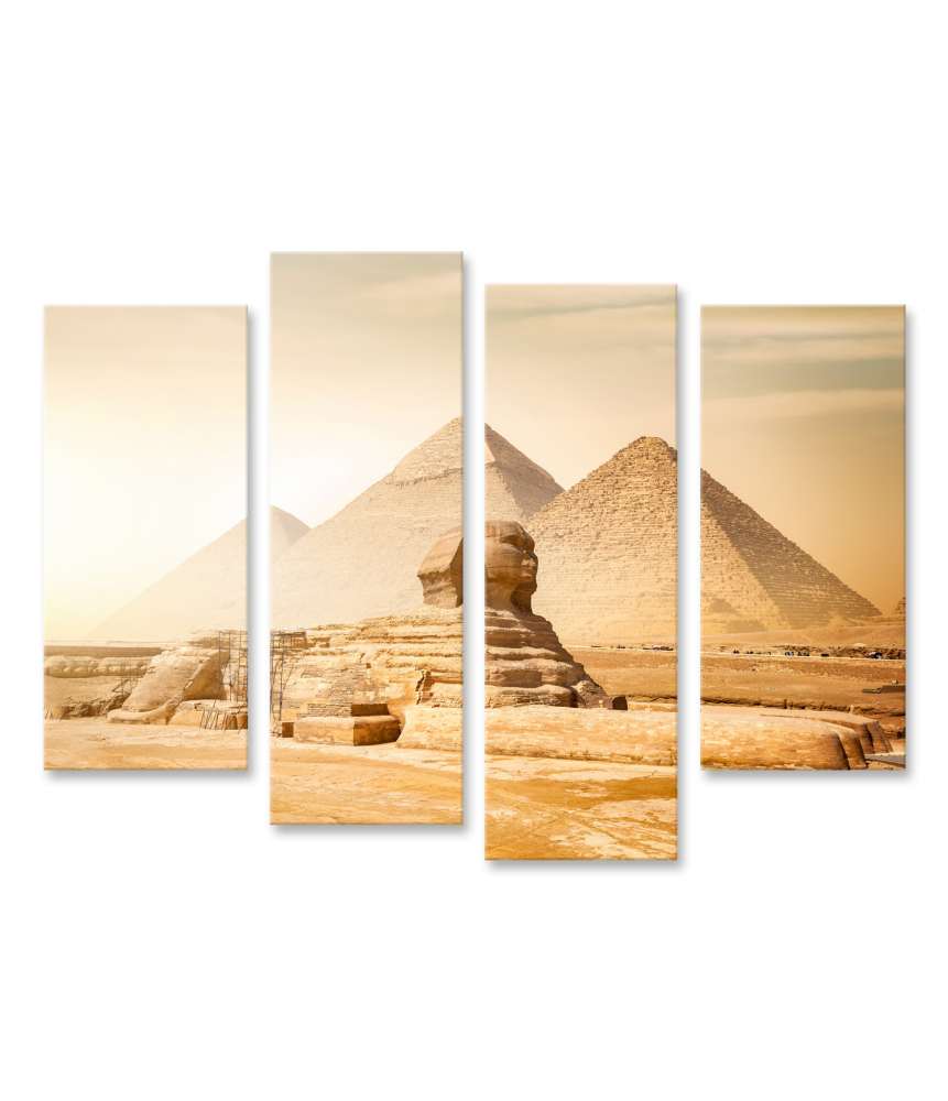 Islandburner Bild auf Leinwand Sphinx und Pyramiden in der ägyptischen Wüste als Wandbild