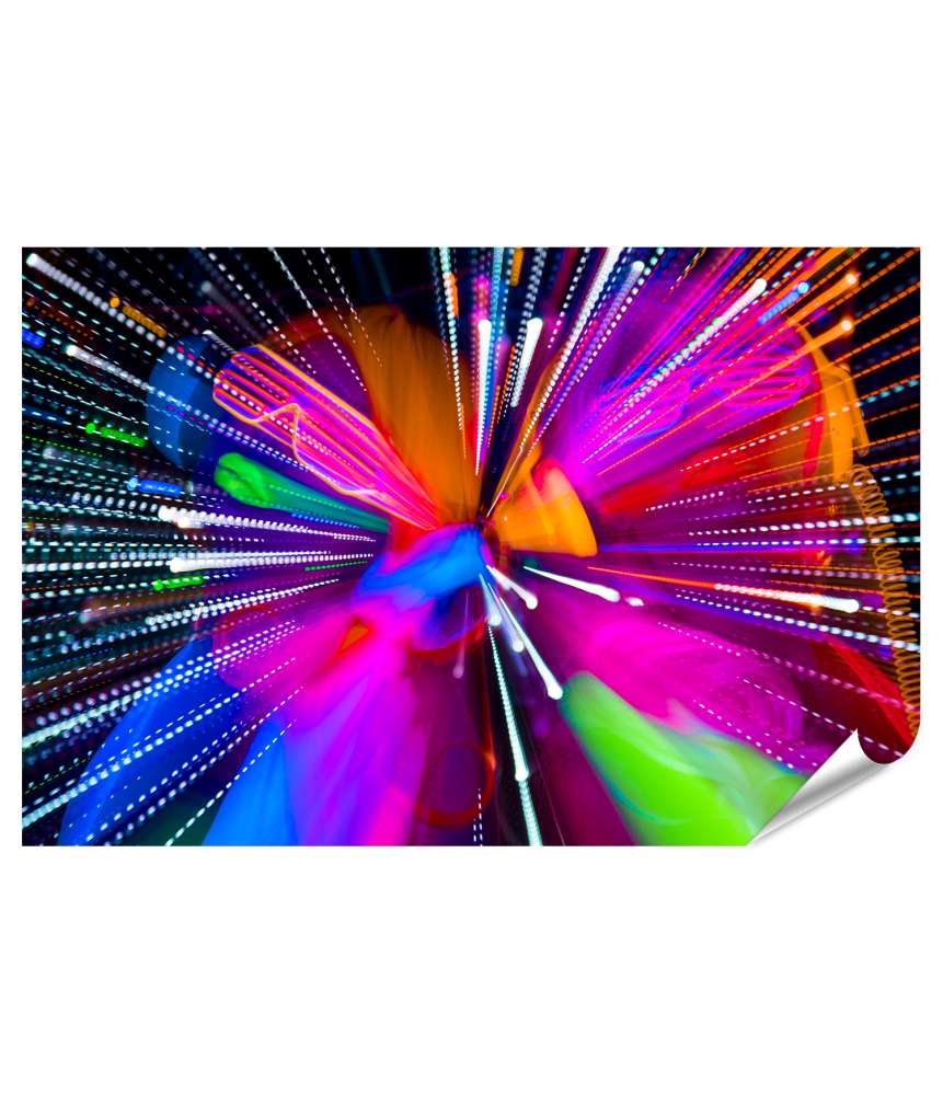 Islandburner XXL Premium Poster Leuchtender Cyber-Raver in fluoreszierender Kleidung unter UV-Schwarzlicht