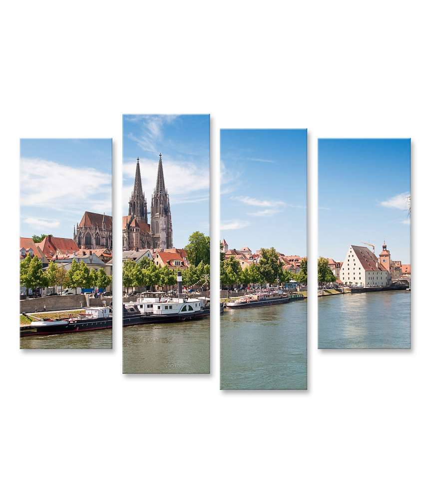 Islandburner Bild auf Leinwand Wandbild des Doms von Regensburg an der Donau, Deutschland