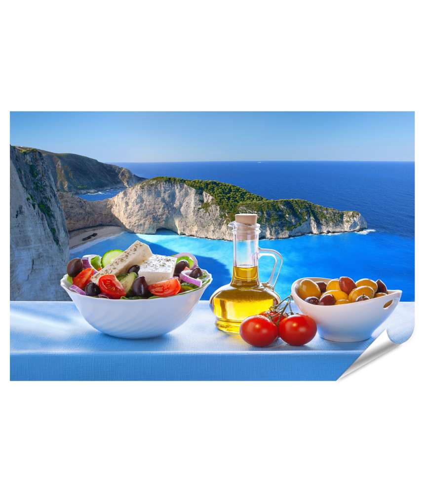 Islandburner XXL Premium Poster Ikone von Zakynthos: Der berühmte Navagio-Strand mit griechischem Salat