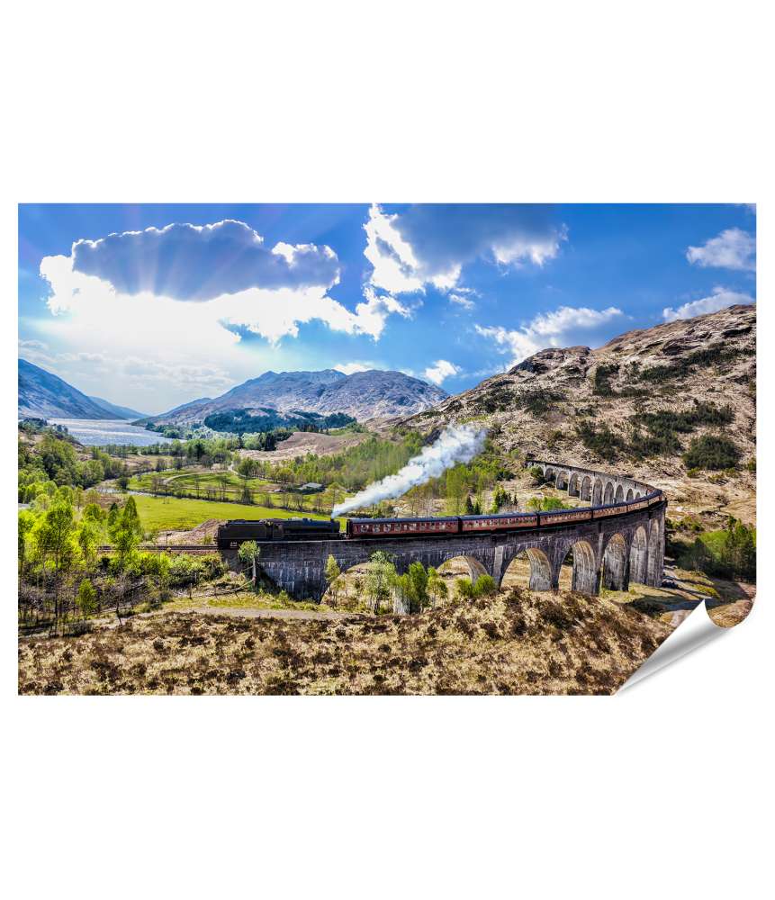 Islandburner XXL Premium Poster Beeindruckendes Wandbild des Glenfinnan Eisenbahnviadukts in Schottland