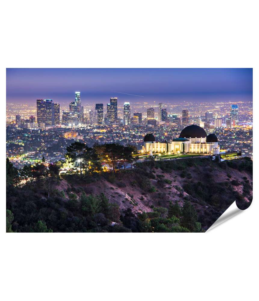 Islandburner XXL Premium Poster Morgenblick auf Griffith Observatorium & Downtown LA Skyline, USA