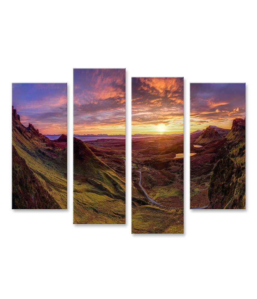 Islandburner Bild auf Leinwand Wundervolles Wandbild: Quiraing Isle, Sky, Schottland - Naturparadies