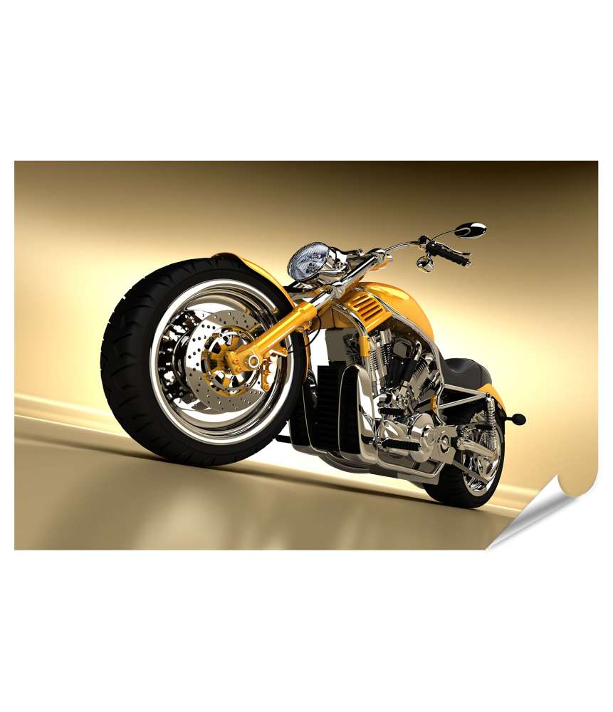 Islandburner XXL Premium Poster Nahaufnahme einer gelben Harley Davidson Wandmalerei