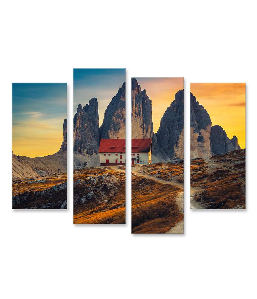 Islandburner Bild auf Leinwand Malerischer Sonnenuntergang an den Drei Zinnen, Dolomiten, Italien