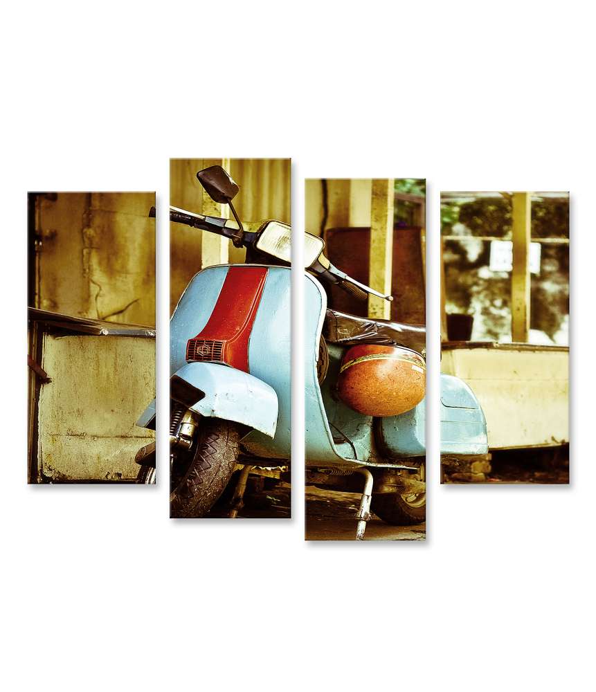 Islandburner Bild auf Leinwand Retro-Stil Vespa Wandbild mit Gulf Design