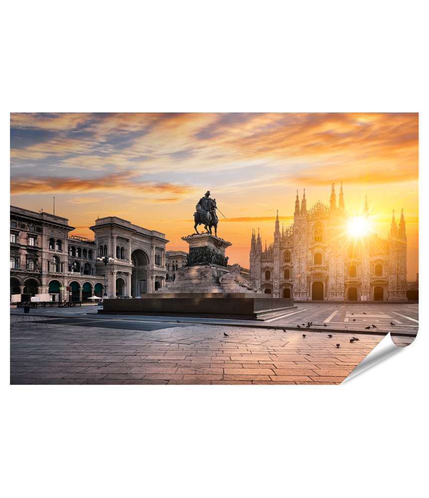 Islandburner XXL Premium Poster Mailänder Dom bei Sonnenaufgang, Wandbild, Europa