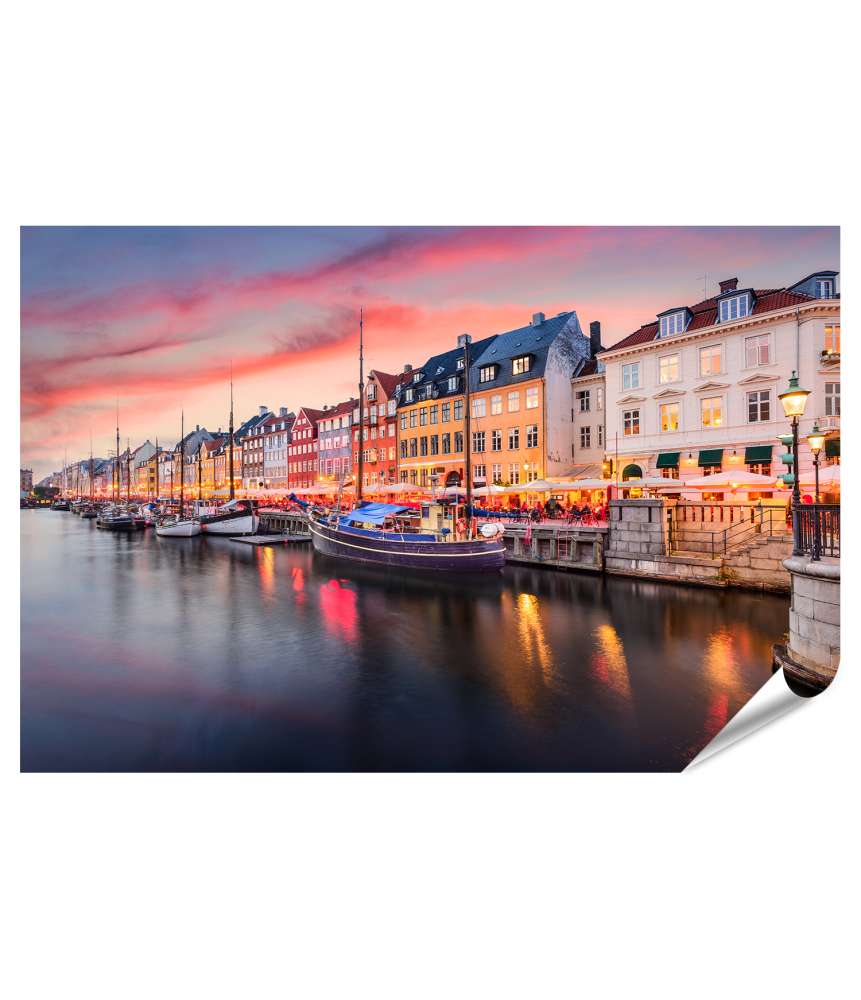 Islandburner XXL Premium Poster Buntes Wandbild am Nyhavn, Kopenhagen, Dänemark