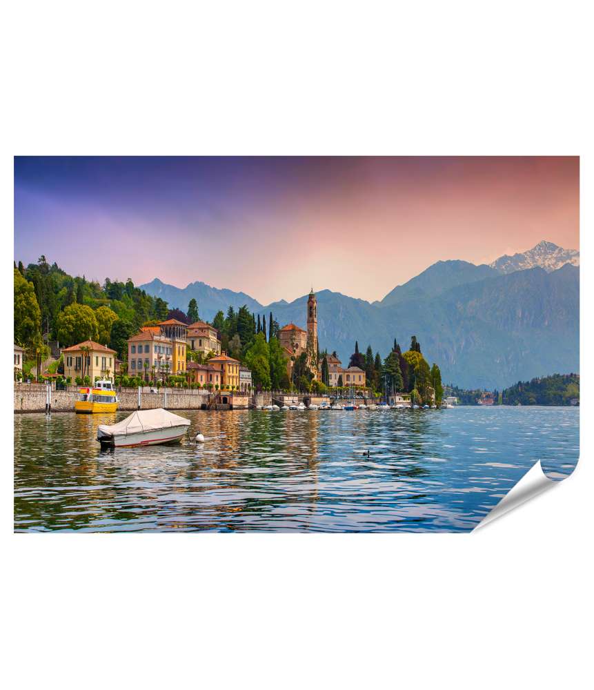 Islandburner XXL Premium Poster Beeindruckendes Wandbild in Mezzegra, Via Statale Tremezzo, Comersee, Italien