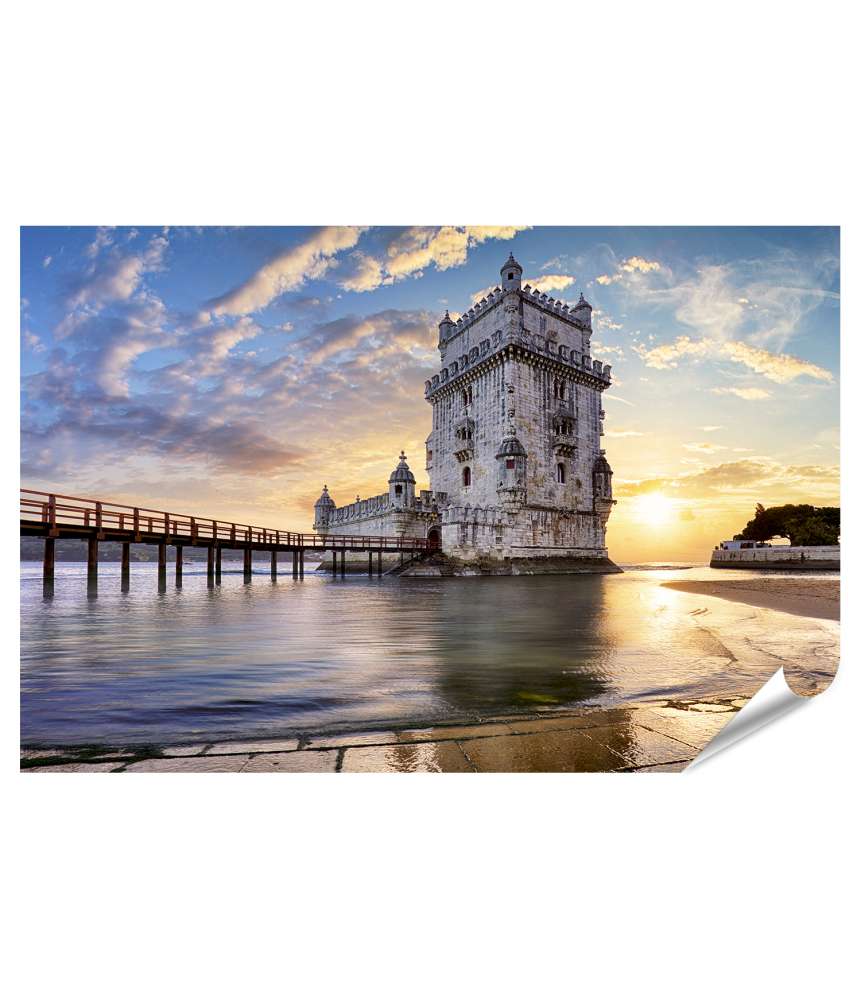 Islandburner XXL Premium Poster Wandbild des Belem Turms am Fluss Tejo in Lissabon, Portugal