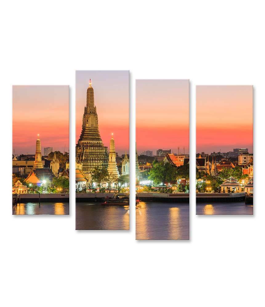 Islandburner Bild auf Leinwand Sonnenuntergang am Wat Arun Tempel in Bangkok, Thailand