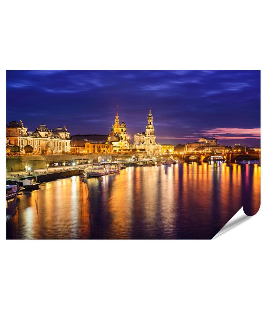 Islandburner XXL Premium Poster Skyline der Innenstadt von Dresden, Deutschland als Wandbild