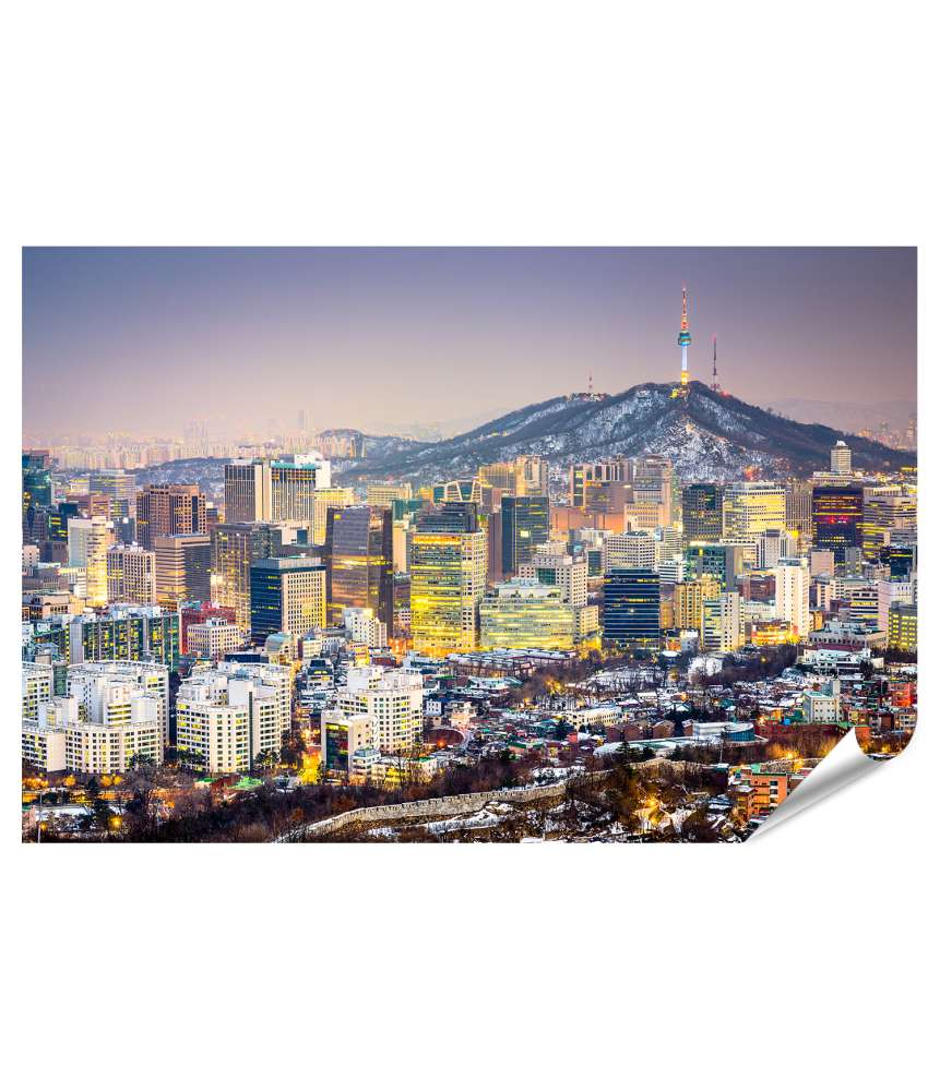 Islandburner XXL Premium Poster Skyline von Seoul, Südkorea, als beeindruckendes Wandbild dargestellt