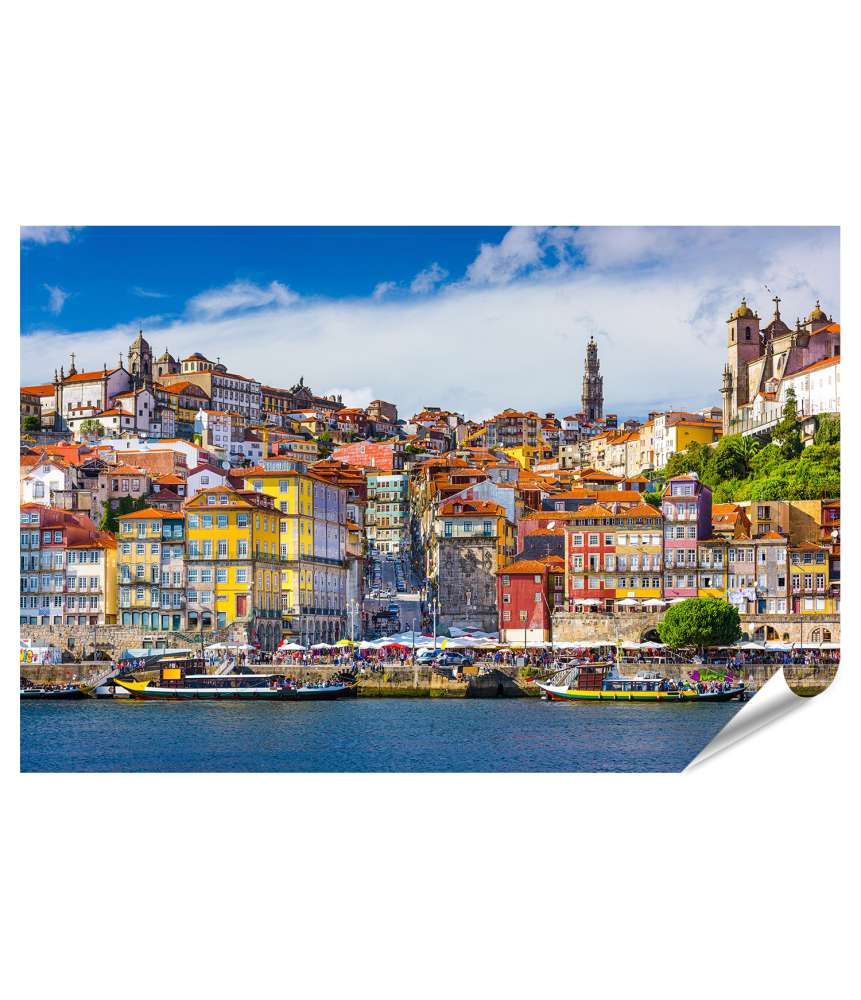 Islandburner XXL Premium Poster Blick auf die Altstadt-Skyline von Porto, Portugal über den Fluss Douro