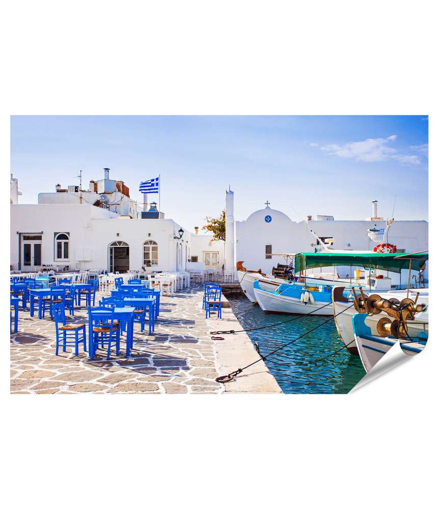 Islandburner XXL Premium Poster Typisches Fischerdorf Naousa auf der griechischen Insel Paros, Kykladen