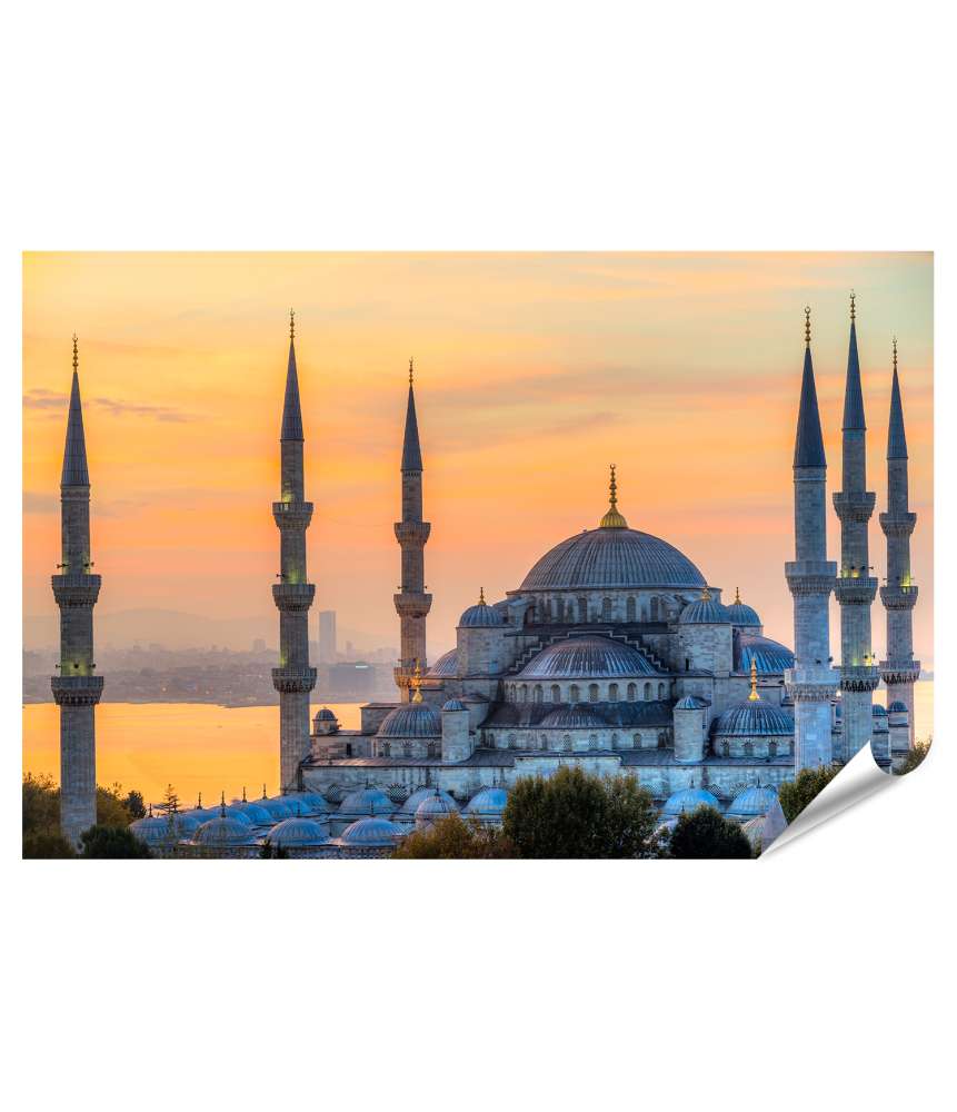 Islandburner XXL Premium Poster Prächtiges Wandbild der Blauen Moschee Sultanahmet Camii, Istanbul, Türkei