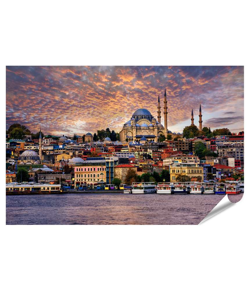 Islandburner XXL Premium Poster Blick auf das Goldene Horn und die Altstadt von Istanbul, Türkei