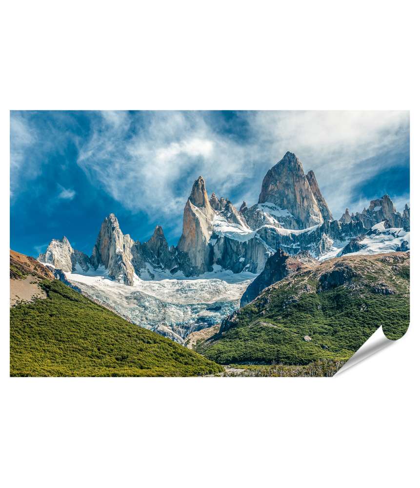 Islandburner XXL Premium Poster Atemberaubendes Wandbild des Fitz Roy Berges in El Chalten, Patagonien, Argentinien