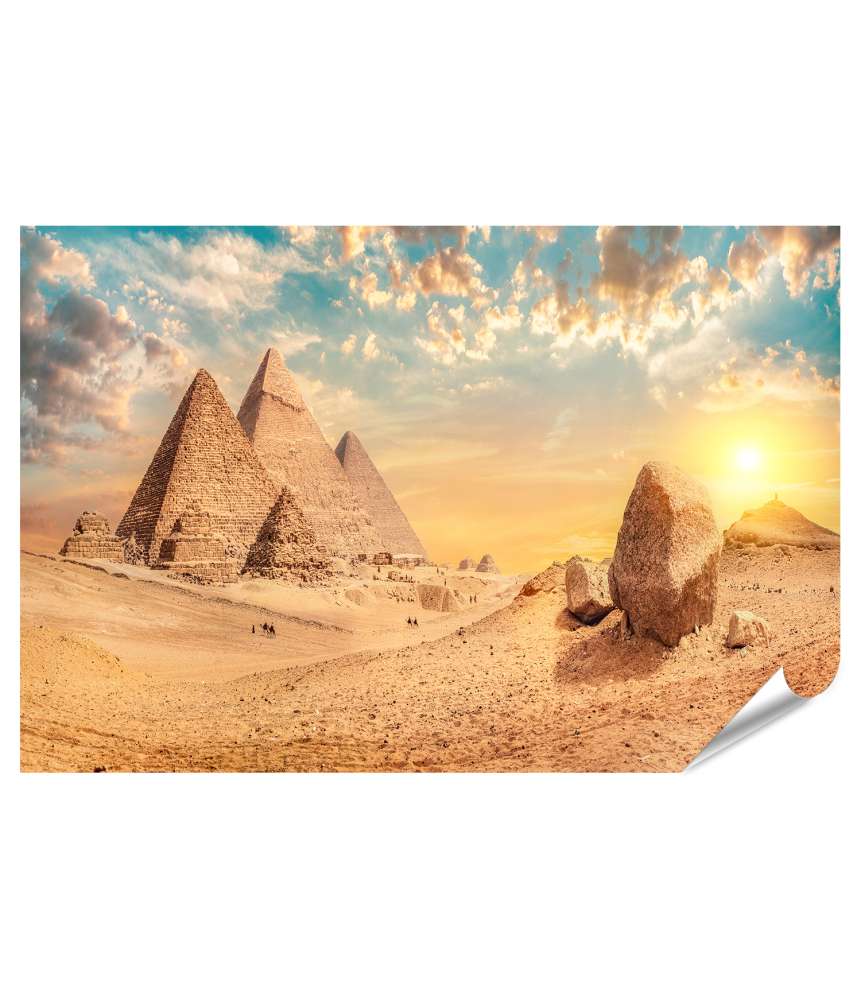 Islandburner XXL Premium Poster Majestätische Pyramiden erheben sich in der Wüste von Gizeh