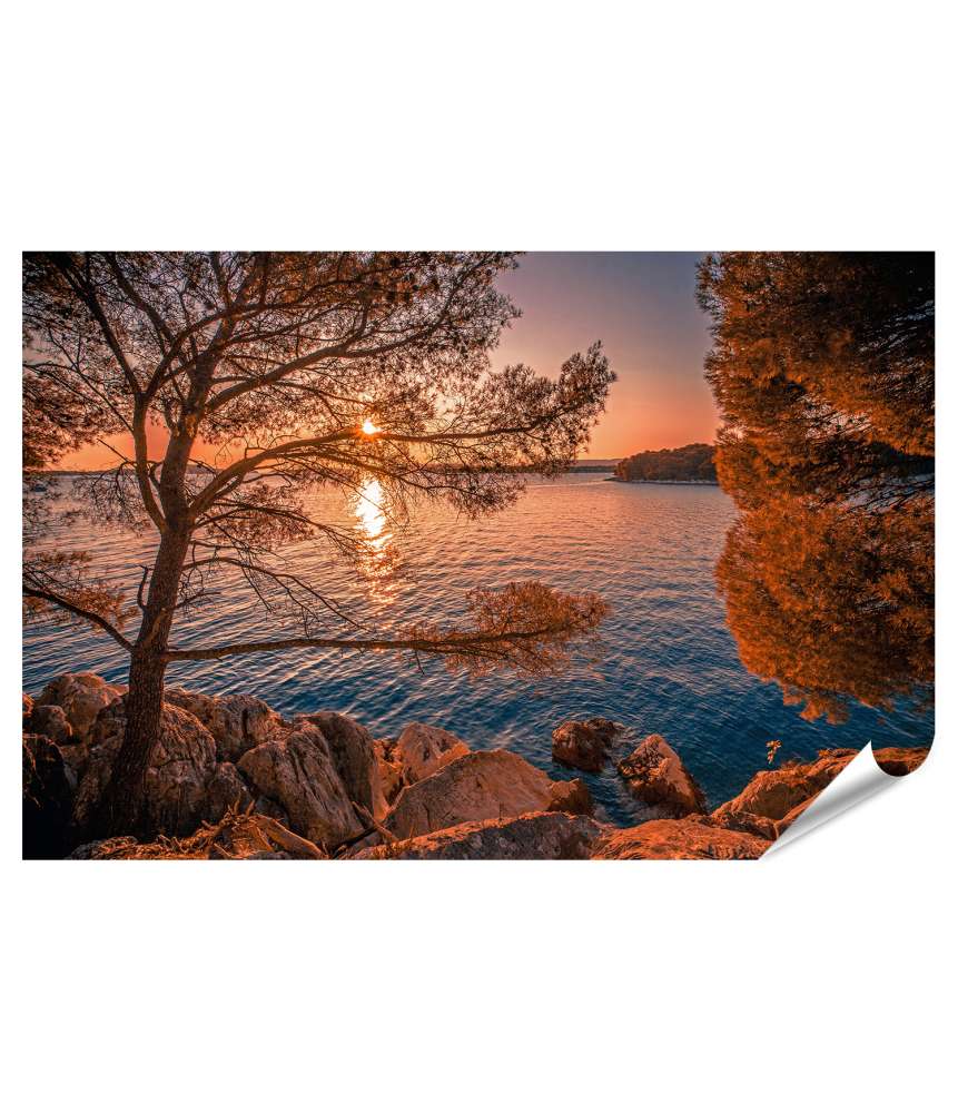 Islandburner XXL Premium Poster Malerei der malerischen kroatischen Küste zwischen Sibenik und Primosten