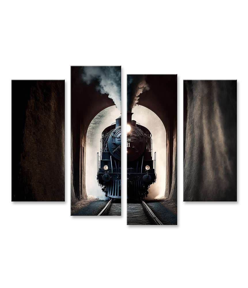 Islandburner Bild auf Leinwand Antike Dampflokomotive in einem Eisenbahntunnel dargestellt