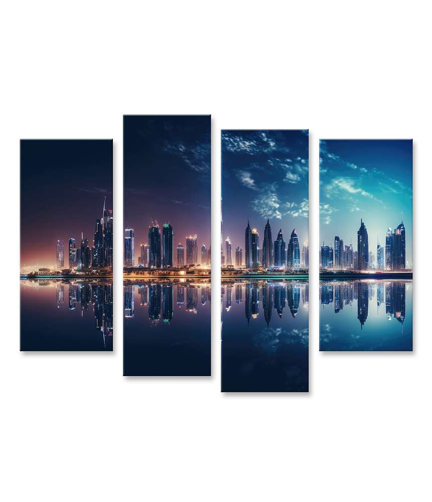 Islandburner Bild auf Leinwand Nächtliche Skyline von Dubai in beeindruckender Reisefotografie