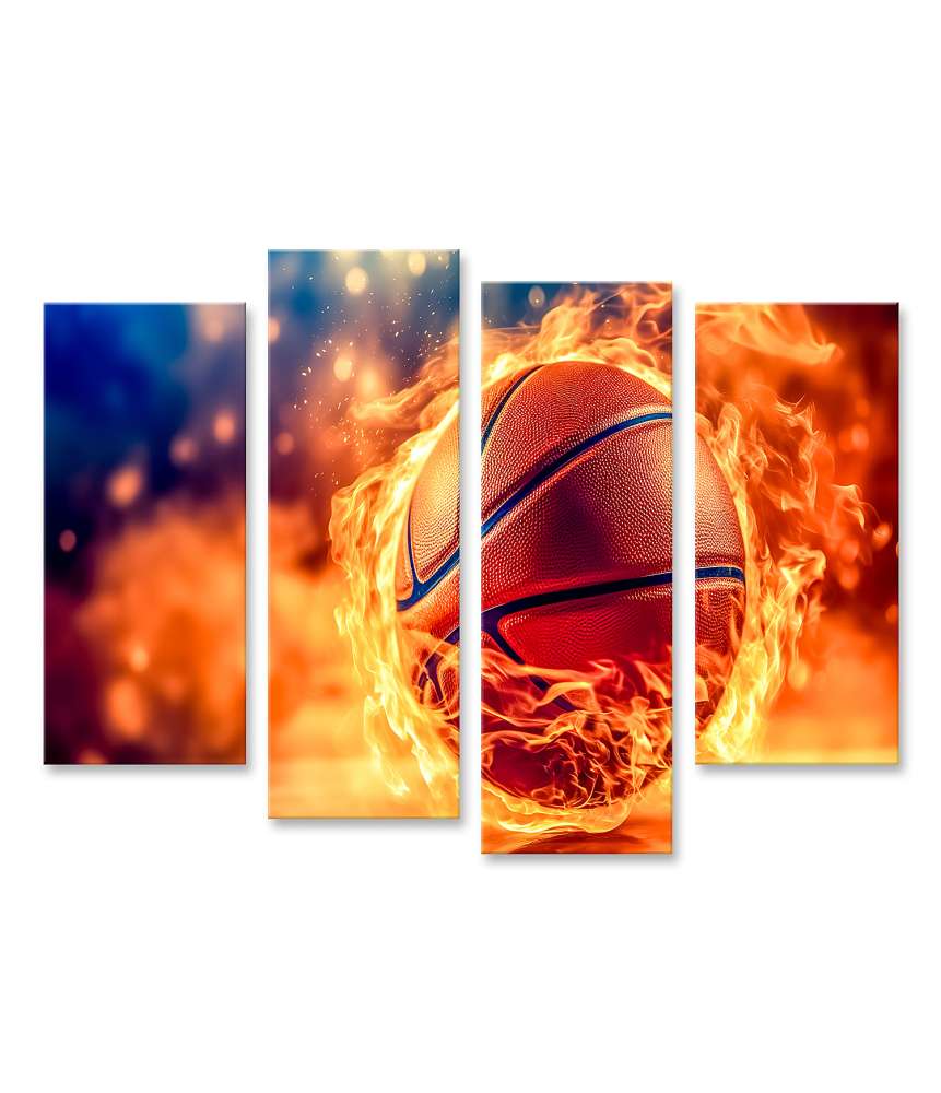 Islandburner Bild auf Leinwand Feuriges Basketball Wandbild, symbolisiert Energie und Kraft