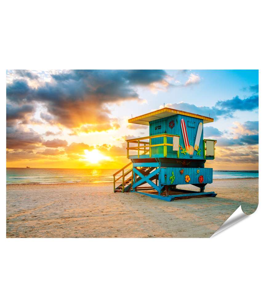 Islandburner XXL Premium Poster Sonnenuntergang am South Beach in Miami, Florida, USA