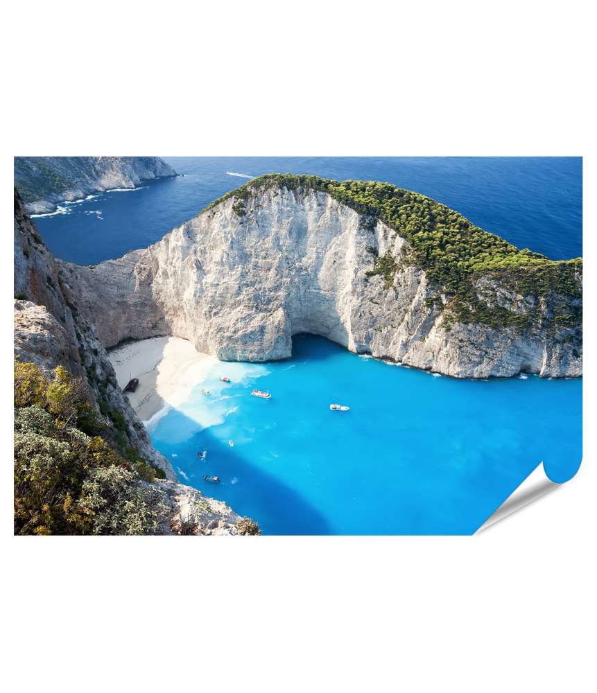 Islandburner XXL Premium Poster Navagio Strand mit Schiffswrack auf Zakinthos (Zante), Wandbild