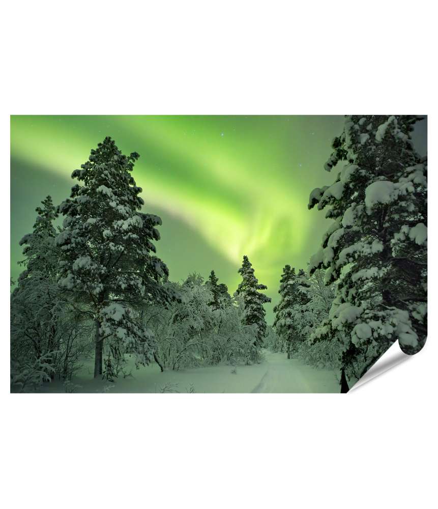 Islandburner XXL Premium Poster Atemberaubende Winterlandschaft mit Nordlichtern in Lappland