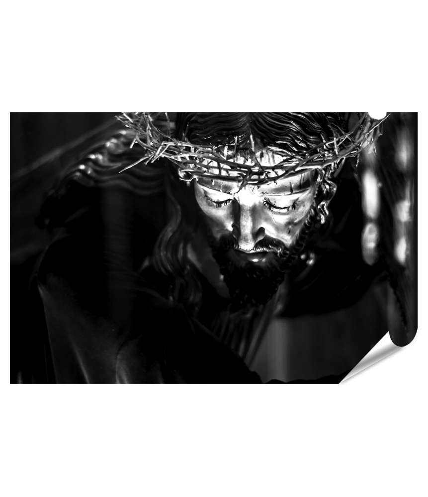 Islandburner XXL Premium Poster Schwarz-Weiß Wandbild von Jesus Christus