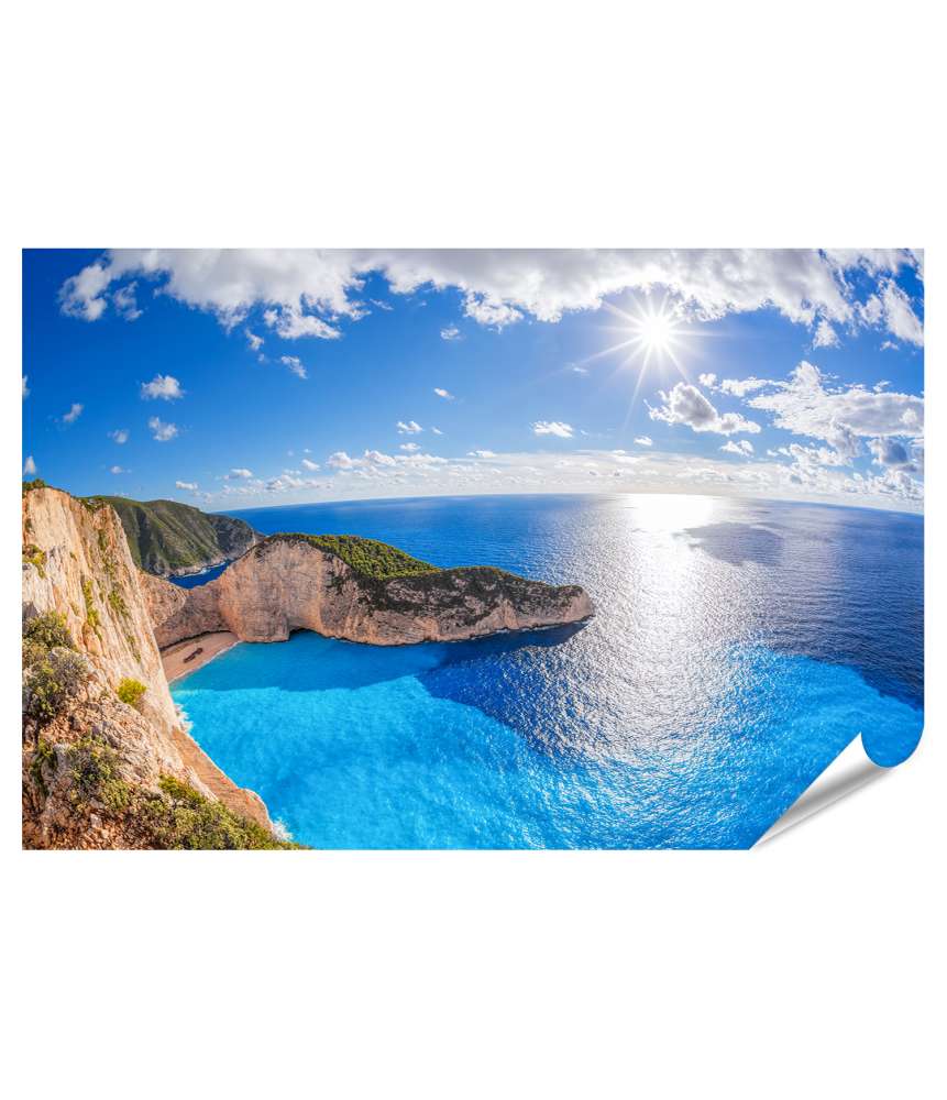 Islandburner XXL Premium Poster Sonnenuntergang am Navagio-Strand mit Schiffswrack, Insel Zakynthos, Griechenland