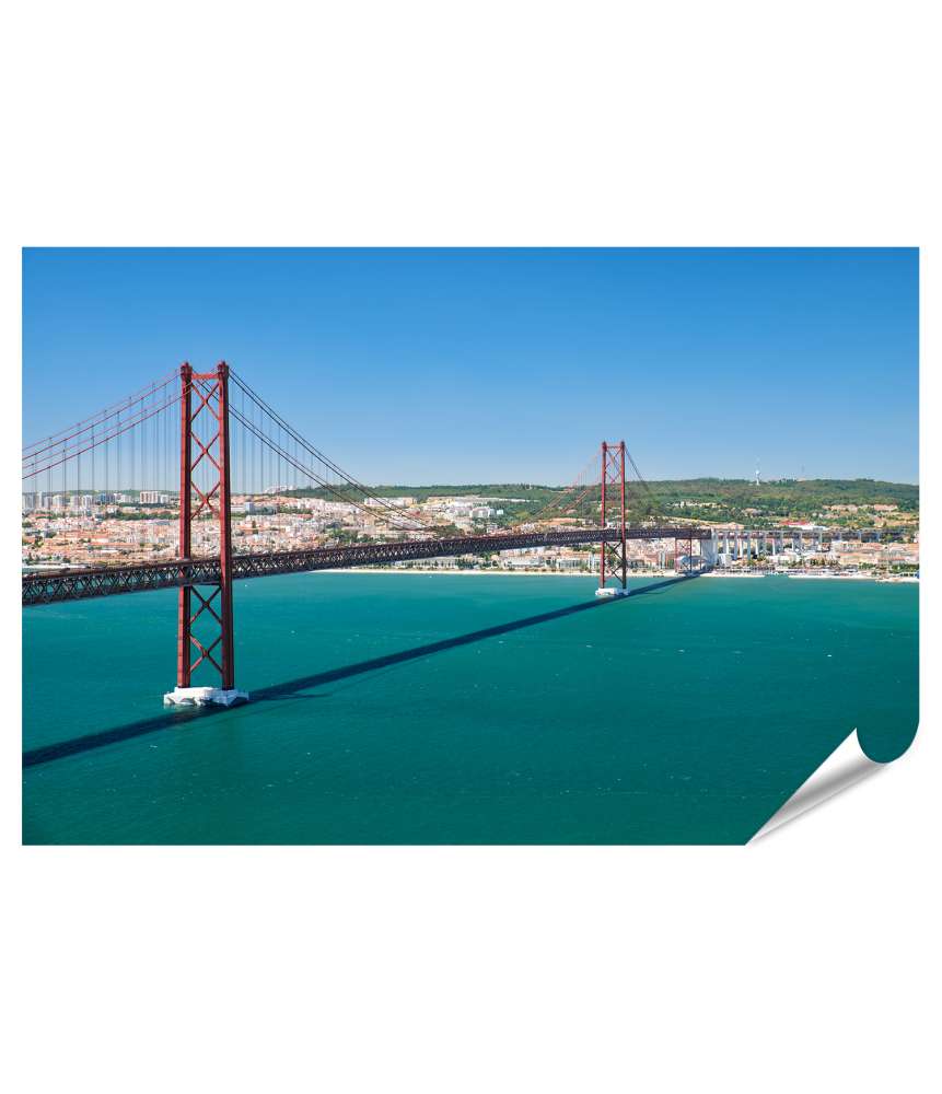 Islandburner XXL Premium Poster Wandbild der 25 April Brücke über den Tejo Fluss in Lissabon, Portugal