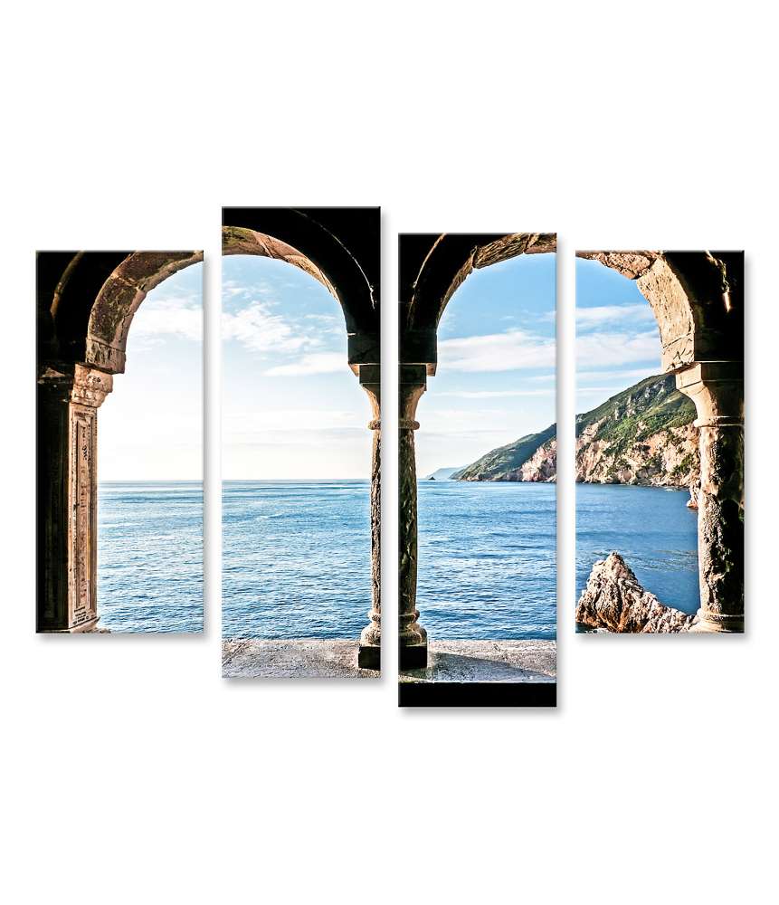 Islandburner Bild auf Leinwand Atemberaubendes Wandbild der malerischen Aussicht in Portovenere, Italien