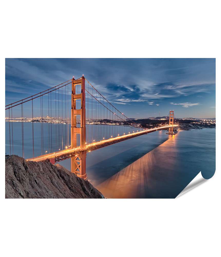 Islandburner XXL Premium Poster Golden Gate Bridge mit San Francisco Stadtansicht als Wandbild