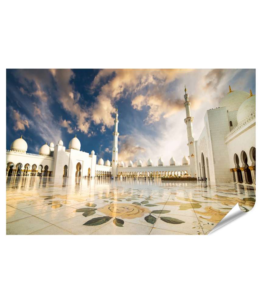 Islandburner XXL Premium Poster Majestätisches Wandbild in der Scheich Zayed Großen Moschee, Abu Dhabi