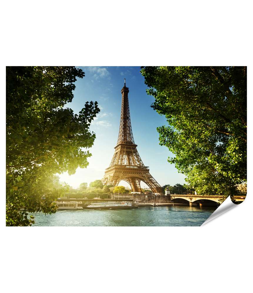 Islandburner XXL Premium Poster Sommerliches Wandbild des Eiffelturms in Paris, Frankreich, Europa