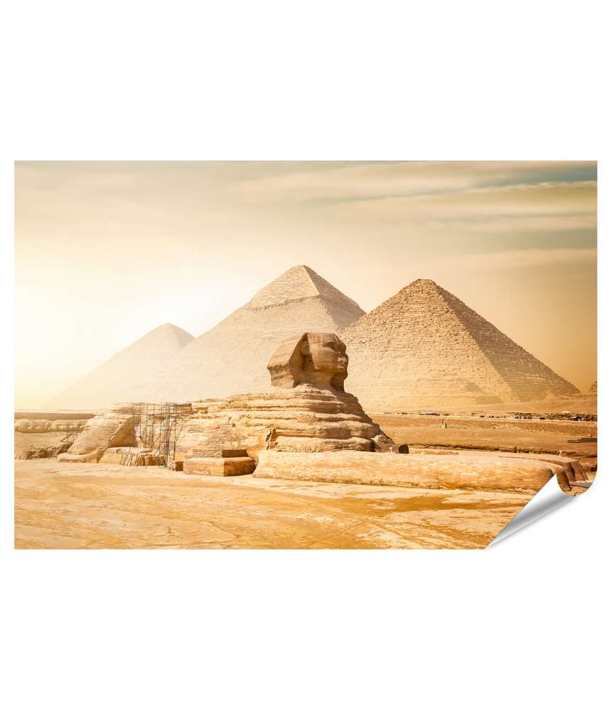 Islandburner XXL Premium Poster Sphinx und Pyramiden in der ägyptischen Wüste als Wandbild