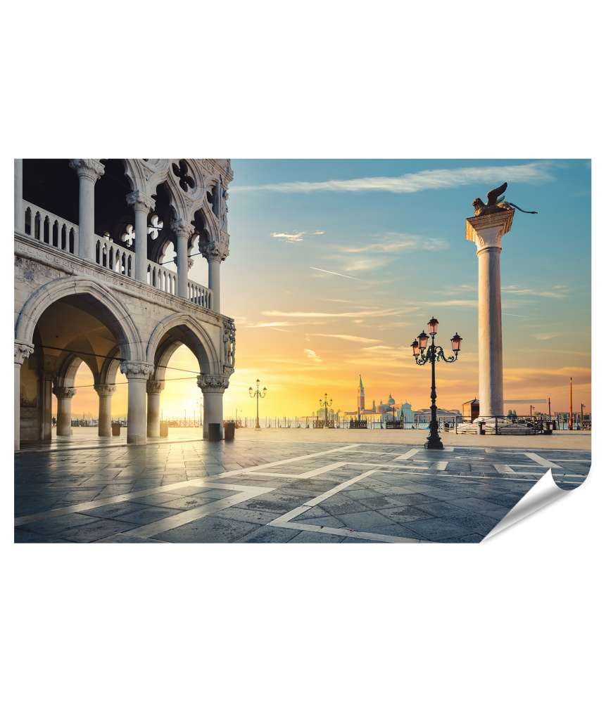 Islandburner XXL Premium Poster Sonnenaufgang über San Marco in Venedig, Italien - Wandbild